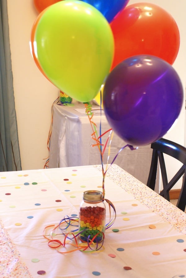 M&M Centerpieces for Rainbow Birthday Party